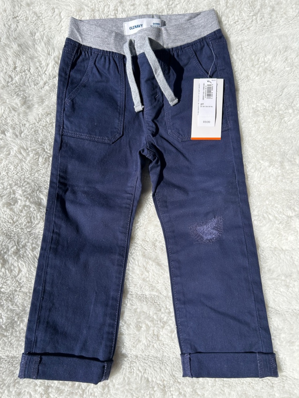 Old Navy Navy Jogger-Style Kids Pants with Gray Knit Waistband